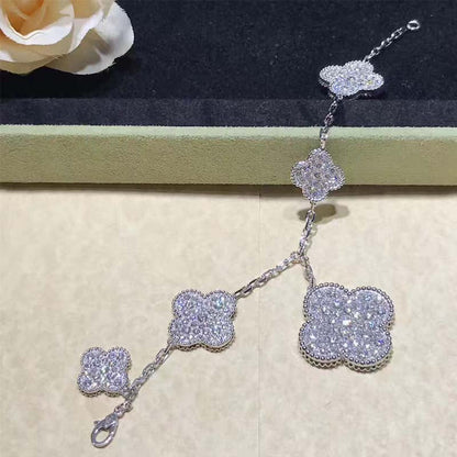 [BIJOUX]CLOVER 6 MOTIFS SILVER DIAMOND BRACELET