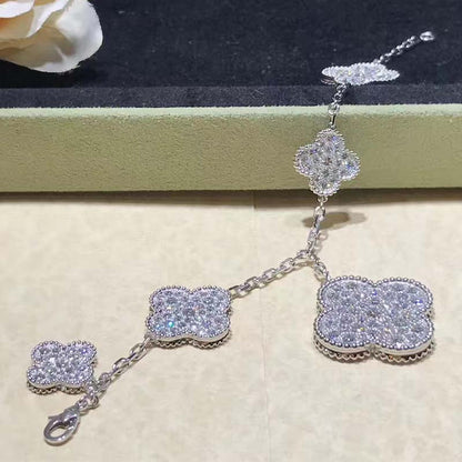 [BIJOUX]CLOVER 6 MOTIFS SILVER DIAMOND BRACELET