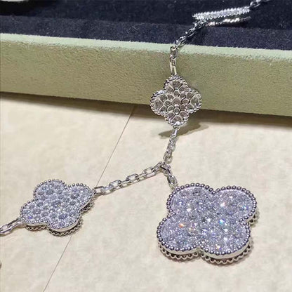 [BIJOUX]CLOVER 6 MOTIFS SILVER DIAMOND BRACELET