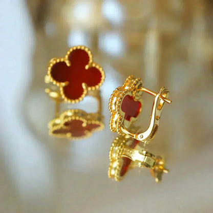 [BIJOUX]CLOVER MEDIUM 1 MOTIFS CARNELIAN  EARRINGS