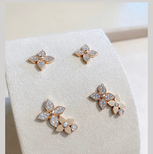 [BIJOUX]STAR BLOSSOM STUD EARRINGS PINK GOLD DIAMONDS