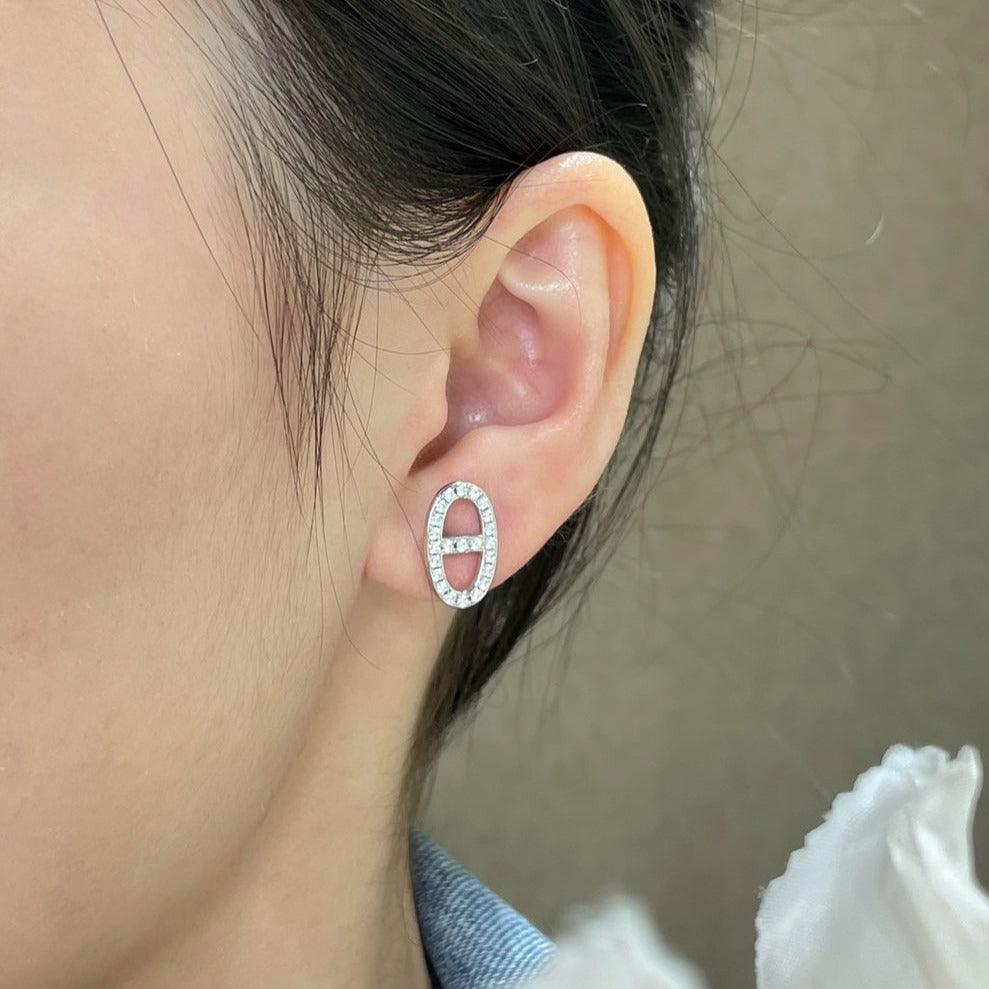 [BIJOUX]HM FULL DIAMOND PIG NOSE STUD EARRINGS