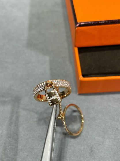 [BIJOUX]HM KELLY CLOCHETTE DOUBLE RING IN ROSE GOLD WITH DIAMONDS