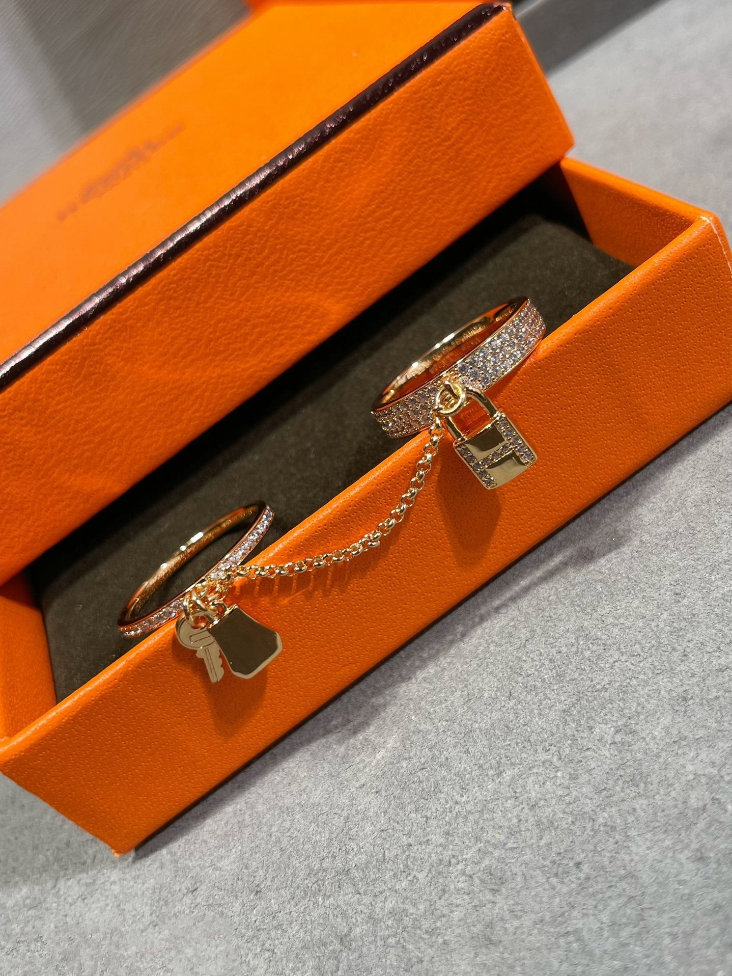 [BIJOUX]HM KELLY CLOCHETTE DOUBLE RING IN ROSE GOLD WITH DIAMONDS