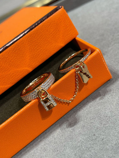 [BIJOUX]HM KELLY CLOCHETTE DOUBLE RING IN ROSE GOLD WITH DIAMONDS
