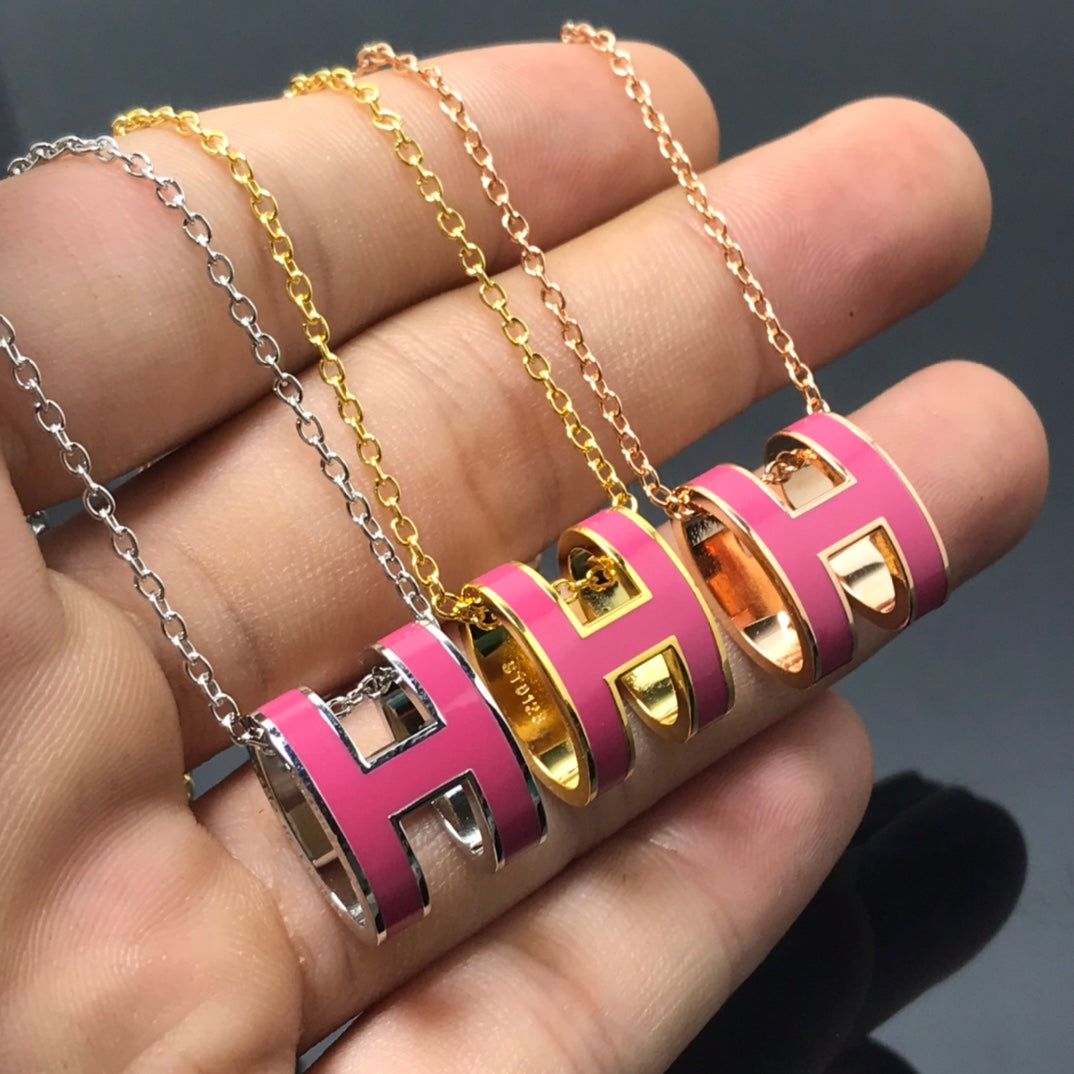 [BIJOUX]Hネックレス ピンク