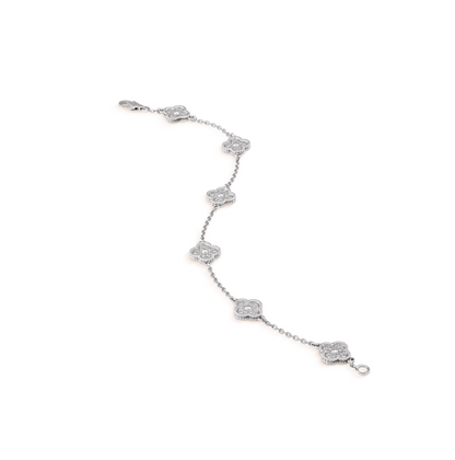 [BIJOUX]CLOVER 6 MOTIF SILVER DIAMOND BRACELET