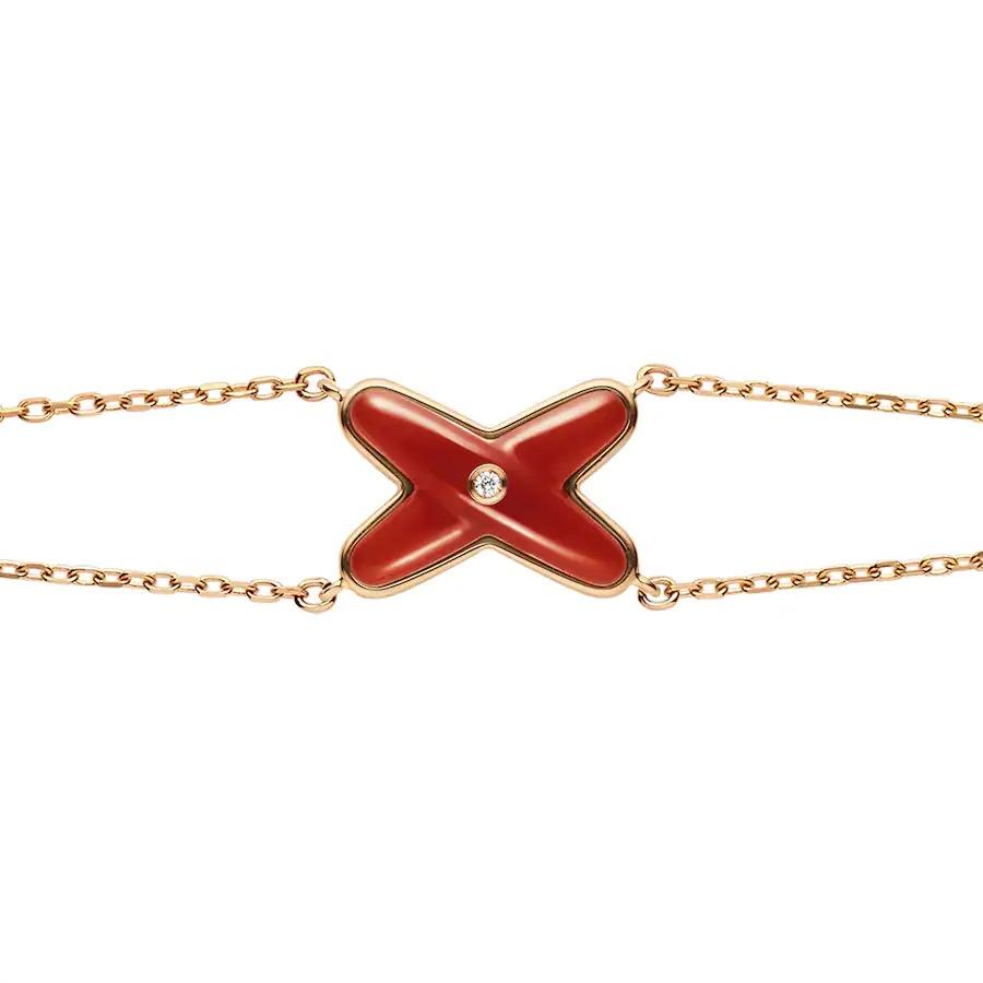 [BIJOUX]JEUX BRACELET CARNELIENNE OR ROSE 1 DIAMANT