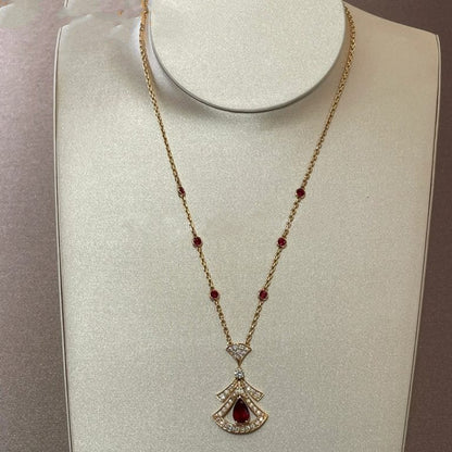 [BIJOUX]DREAM NECKLACE CARNELIAN DIAMOND PINK GOLD