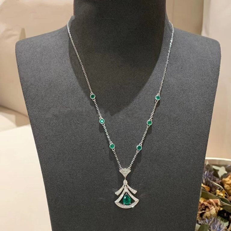 [BIJOUX]DREAM NECKLACE MALACHITE DIAMOND SILVER