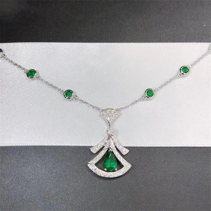 [BIJOUX]DREAM NECKLACE MALACHITE DIAMOND SILVER