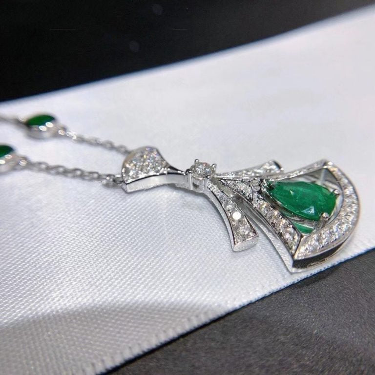 [BIJOUX]DREAM NECKLACE MALACHITE DIAMOND SILVER