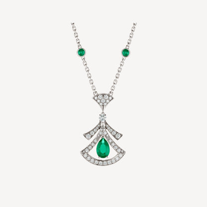 [BIJOUX]DREAM NECKLACE MALACHITE DIAMOND SILVER