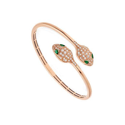 [BIJOUX]SERPENTI BRACELET PINK GOLD MALACHITE DIAMOND DOUBLE SNAKE