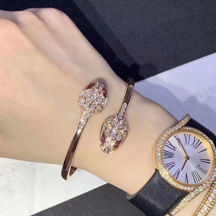 [BIJOUX]SERPENTI BRACELET PINK GOLD DIAMOND DOUBLE SNAKE