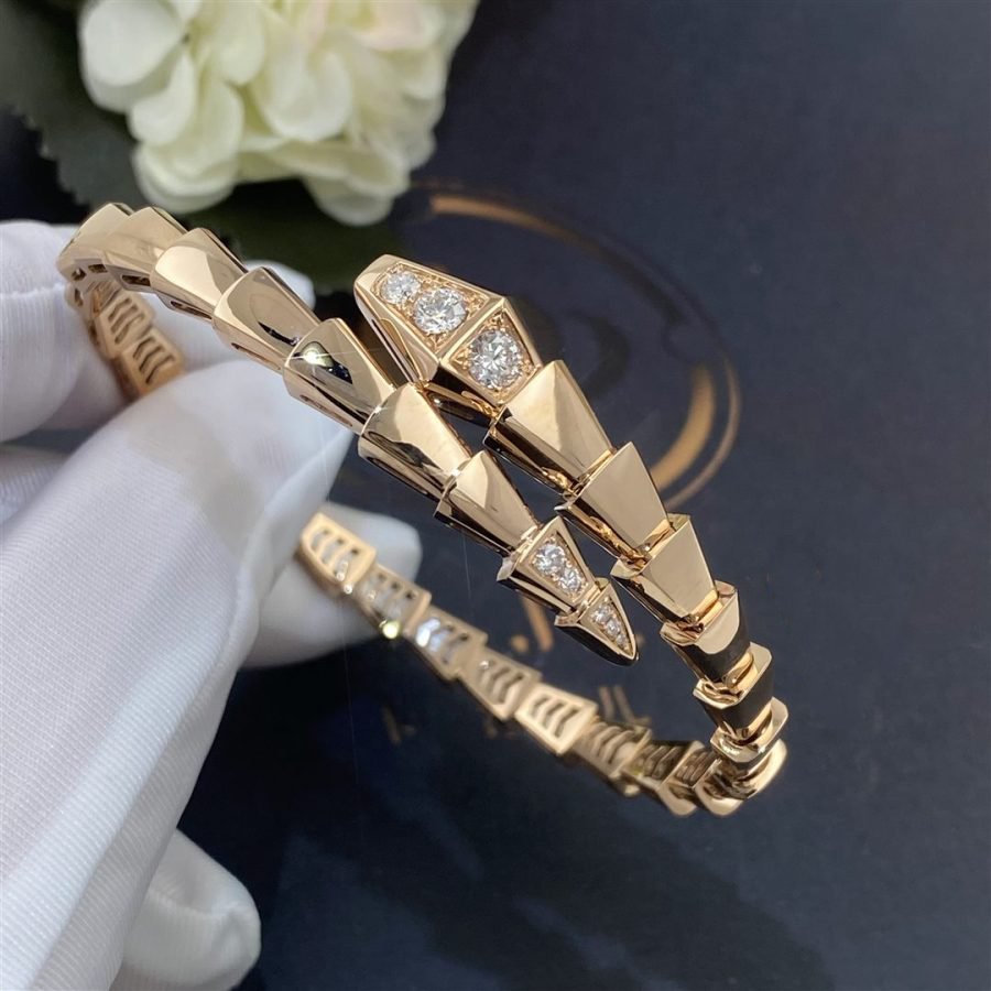 [BIJOUX]SERPENTI BRACELET DIAMONDS PINK GOLD