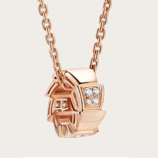 [BIJOUX]SERPENTI PEDANT DIAMOND PINK GOLD NECKLACE