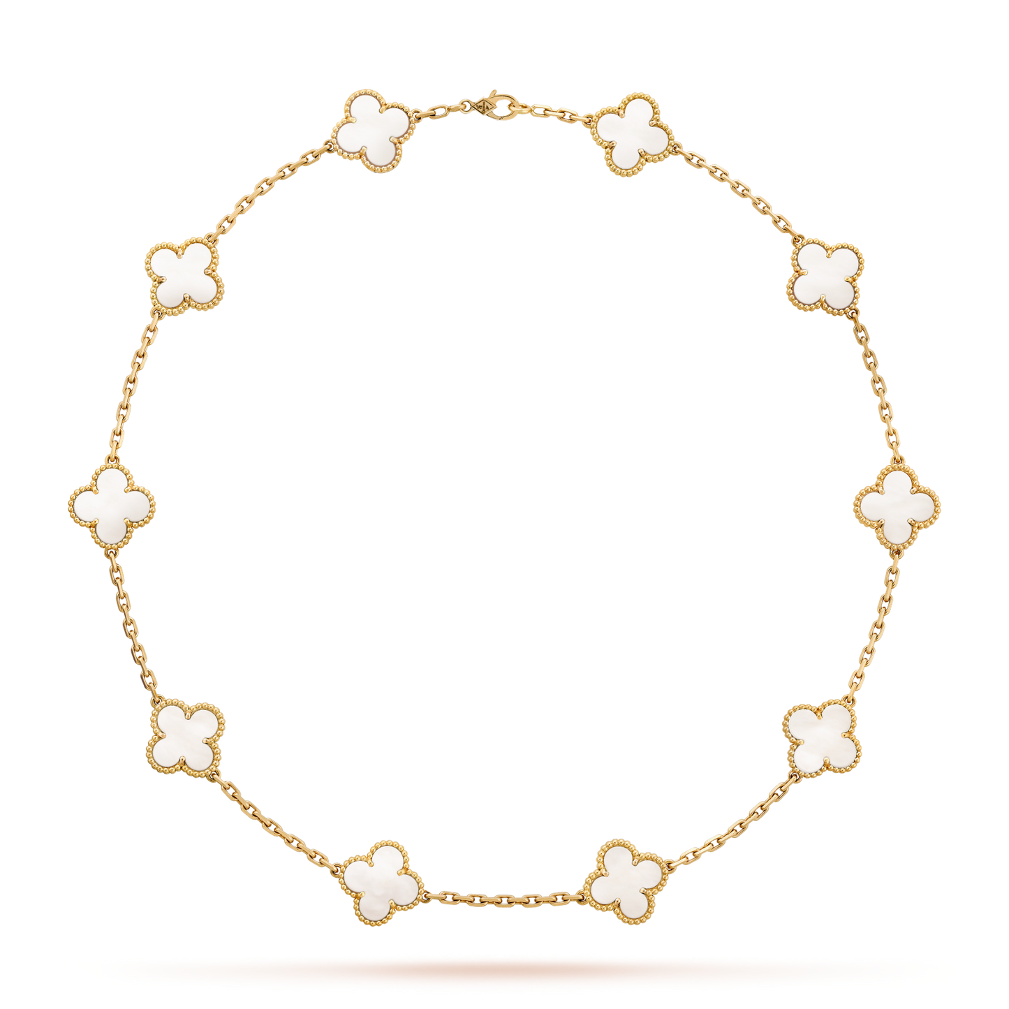 [BIJOUX]CLOVER 10 MOTIFS WHITE MOTHER OF PEARL NECKLACE