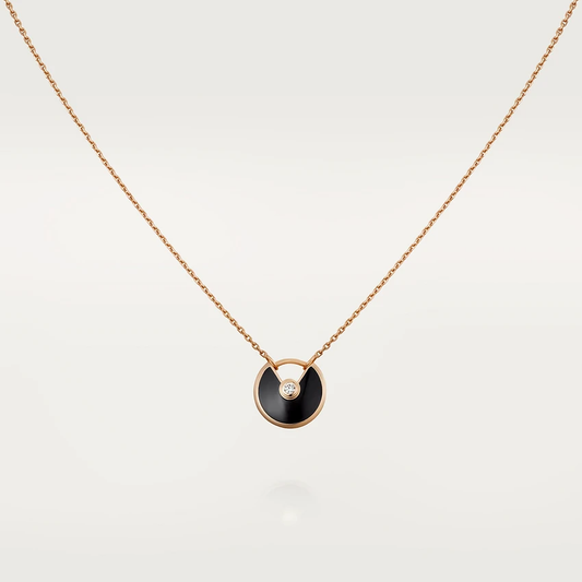 [BIJOUX] COLLIER AMULETTE OR ROSE ONYX