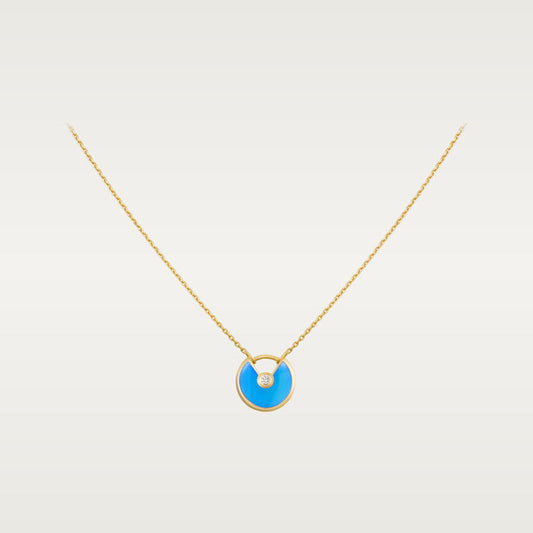 [BIJOUX]COLLIER AMULETTE OR TURQUOISE