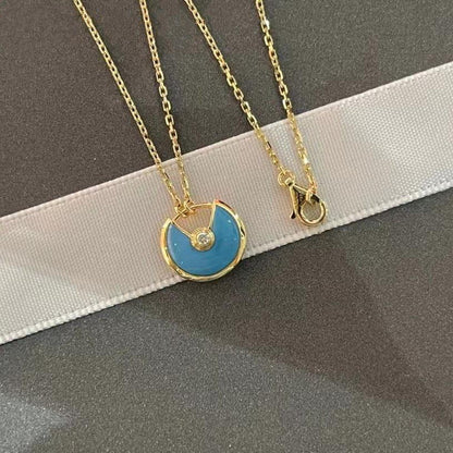 [BIJOUX]COLLIER AMULETTE OR TURQUOISE