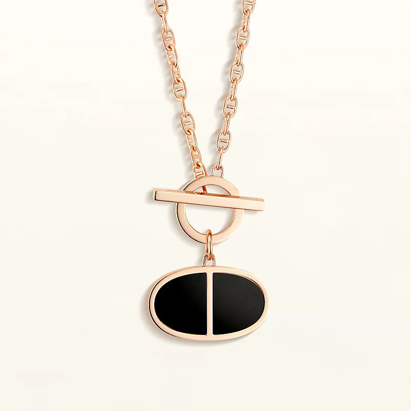 [BIJOUX]COLLIER CHAINE VERSO CÉRAMIQUE NOIRE