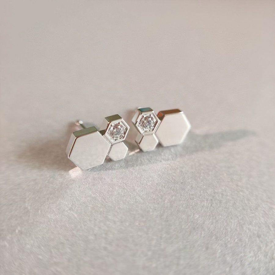 [BIJOUX]BOUCLES D'OREILLES ARGENT ET DIAMANT BEE LOVE