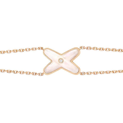 [BIJOUX]JEUX BRACELET NACRE BLANCHE OR ROSE 1 DIAMANT