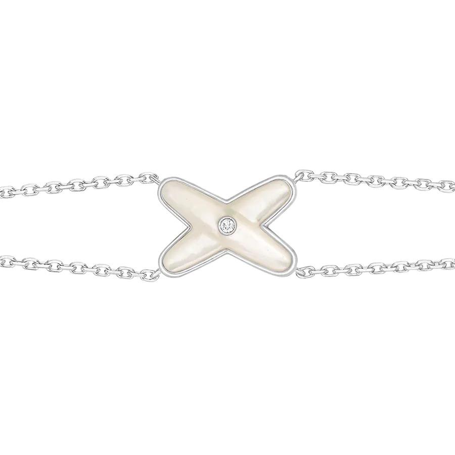 [BIJOUX]JEUX BRACELET NACRE BLANC ARGENT 1 DIAMANT