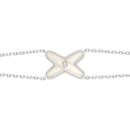 [BIJOUX]JEUX BRACELET NACRE BLANC ARGENT 1 DIAMANT