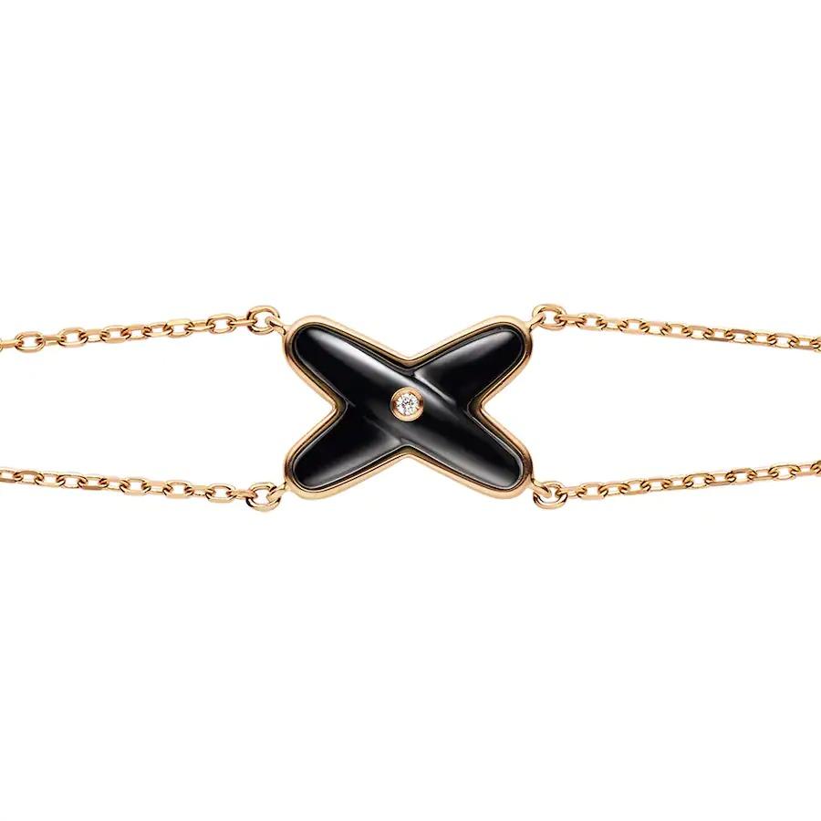 [BIJOUX]JEUX BRACELET ONYX OR ROSE 1 DIAMANT