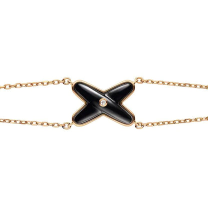 [BIJOUX]JEUX BRACELET ONYX OR ROSE 1 DIAMANT