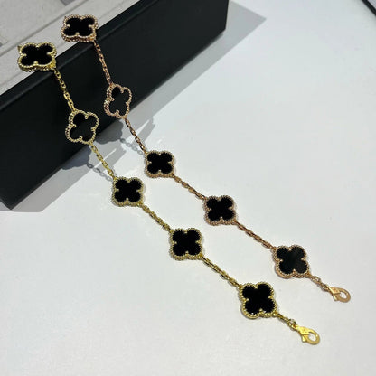 [BIJOUX]CLOVER  5 MOTIFS BLACK ONYX BRACELET