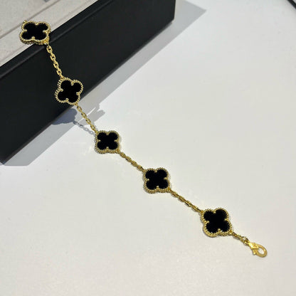 [BIJOUX]CLOVER  5 MOTIFS BLACK ONYX BRACELET