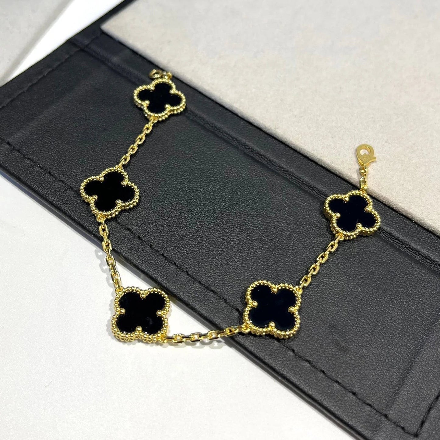 [BIJOUX]CLOVER  5 MOTIFS BLACK ONYX BRACELET