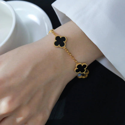 [BIJOUX]CLOVER  5 MOTIFS BLACK ONYX BRACELET