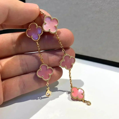 [BIJOUX]CLOVER 5 PINK MOP BRACELET