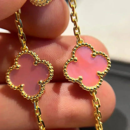 [BIJOUX]CLOVER 5 PINK MOP BRACELET