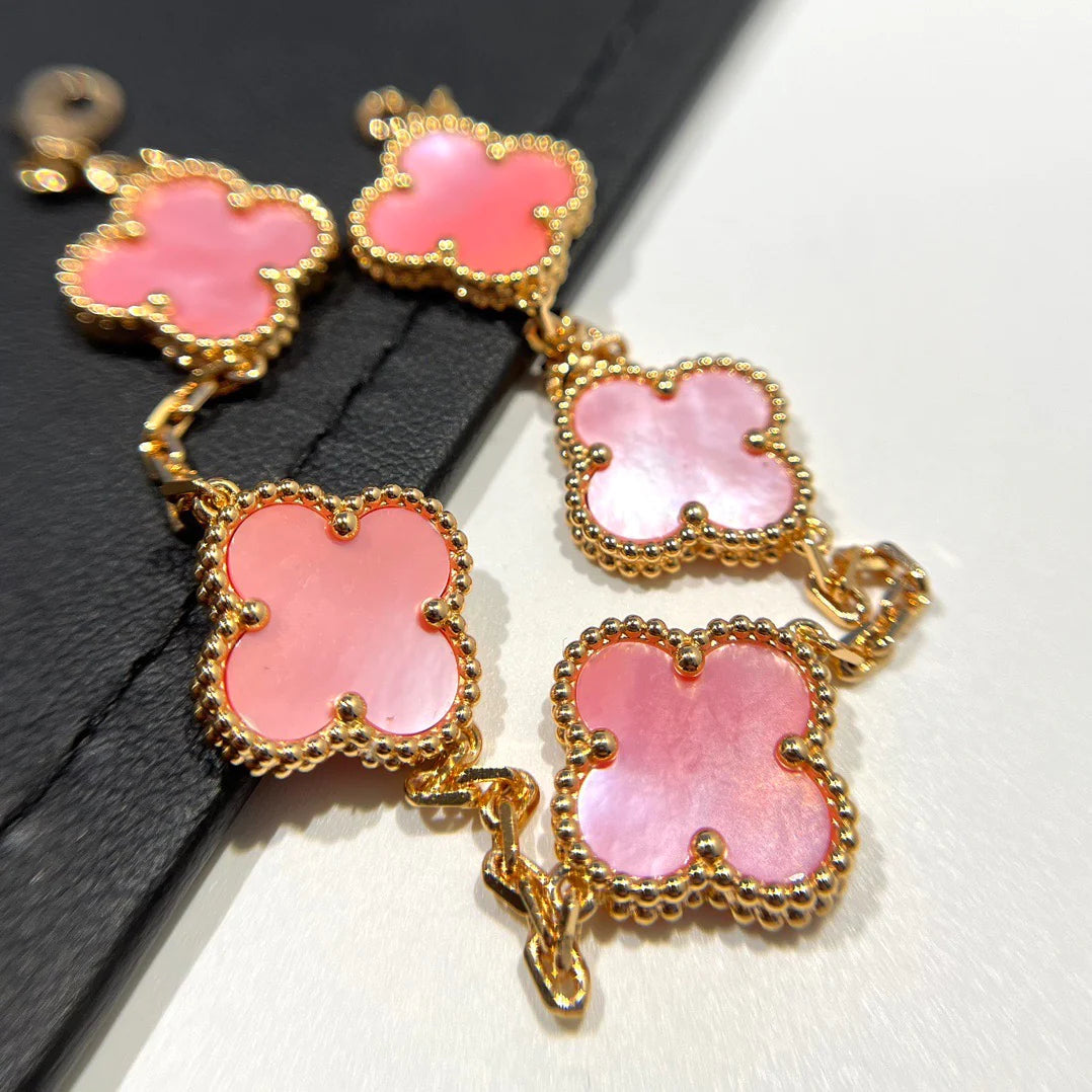 [BIJOUX]CLOVER 5 PINK MOP BRACELET