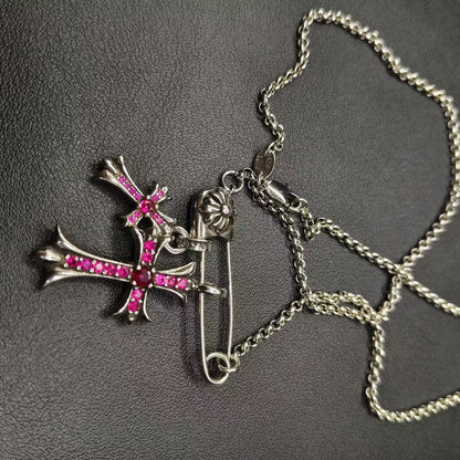 [BIJOUX] COLLIER CROIX CHROME ARGENT