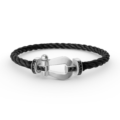 [BIJOUX]FORCE LARGE HORSESHOE BLACK DIAMOND BRACELET SILVER