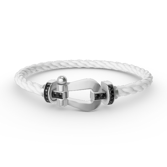 [BIJOUX]FORCE LARGE HORSESHOE BLACK DIAMOND BRACELET SILVER