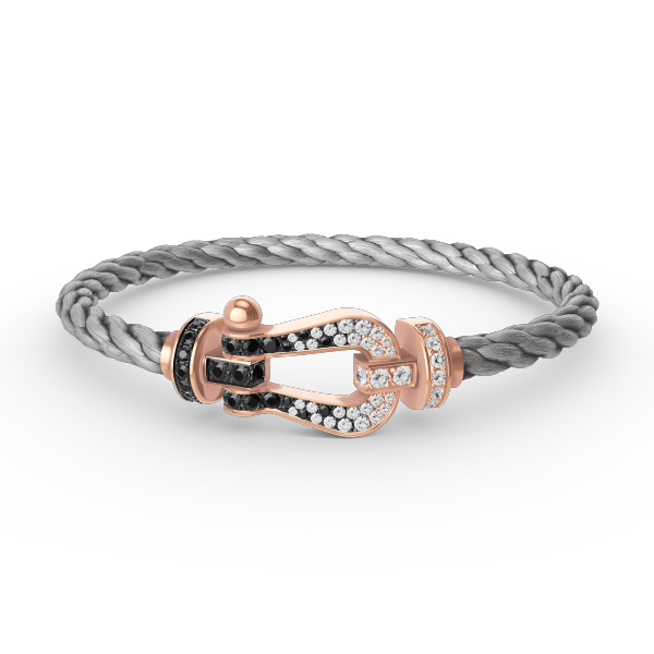 [BIJOUX]FORCE LARGE HORSESHOE BLACK WHITE DIAMOND BRACELET ROSE GOLD