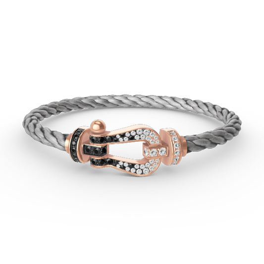 [BIJOUX]FORCE LARGE HORSESHOE BLACK WHITE DIAMOND BRACELET ROSE GOLD