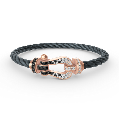 [BIJOUX]FORCE LARGE HORSESHOE BLACK WHITE DIAMOND BRACELET ROSE GOLD