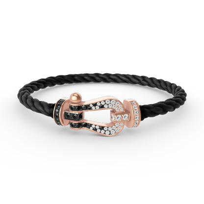 [BIJOUX]FORCE LARGE HORSESHOE BLACK WHITE DIAMOND BRACELET ROSE GOLD