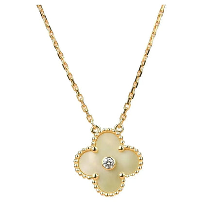 [BIJOUX]CLOVER 15MM DIAMOND GOLD MOTHER OF PEARL NECKLACE