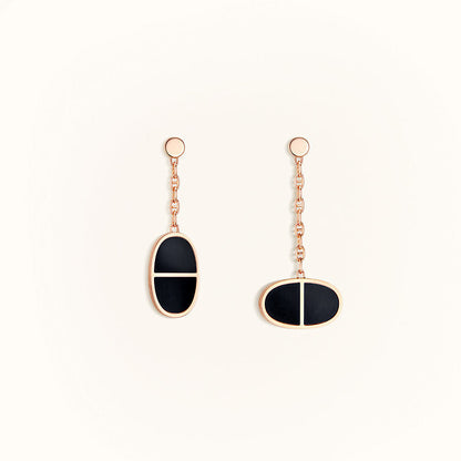 [BIJOUX]CHAINE VERSO BLACK CERAMIC EARRINGS