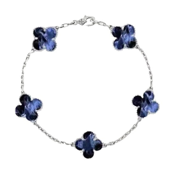 [BIJOUX]CLOVER 5 MOTIF PIETERSITE SILVER BRACELET