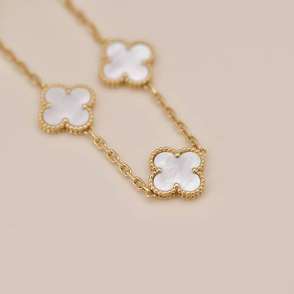 [BIJOUX]CLOVER  5 MOTIF WHITE MOP BRACELET